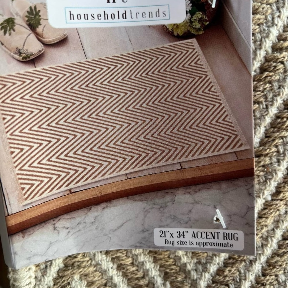 2 Tan Chevron Accent Rugs